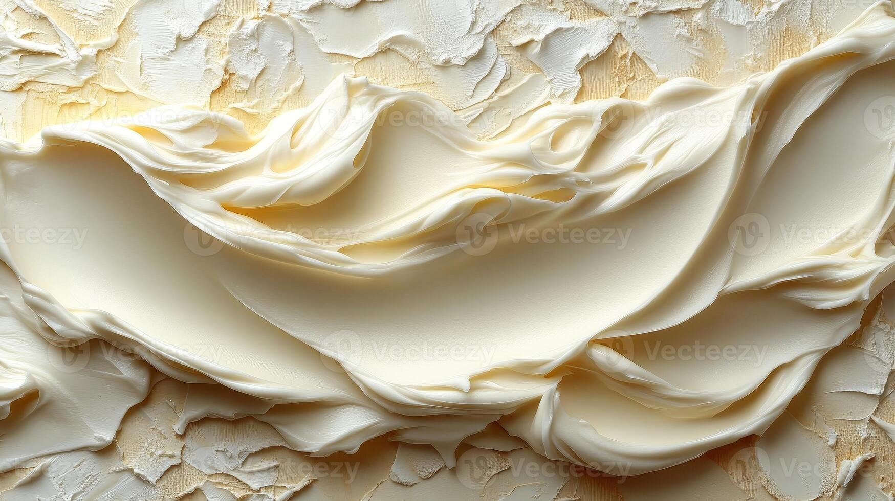 Rich cream forms elegant waves and curves, capturing the essence of artistry in culinary creation photo