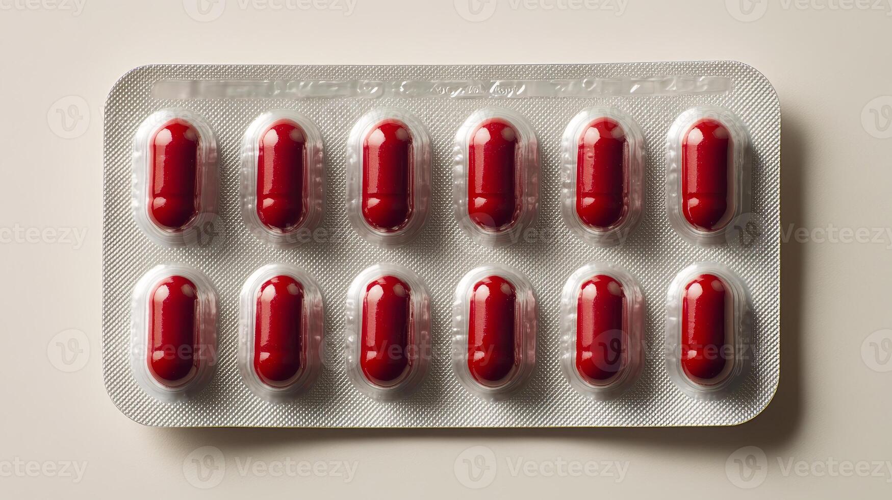 A blister pack of red capsules showcases health and wellness options for better living photo