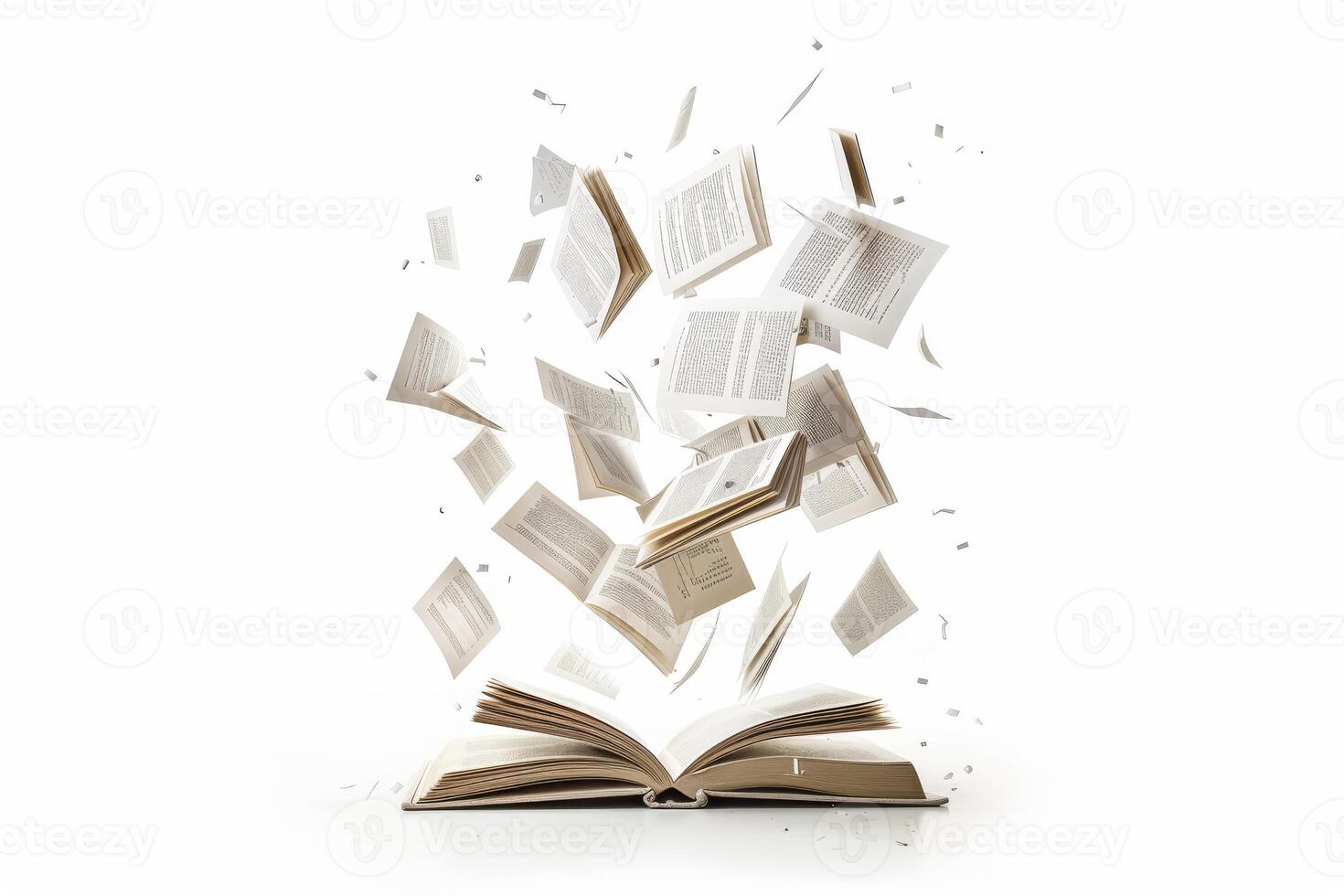 An image illustrating an open book with pages fluttering, symbolizing creativity and imagination photo