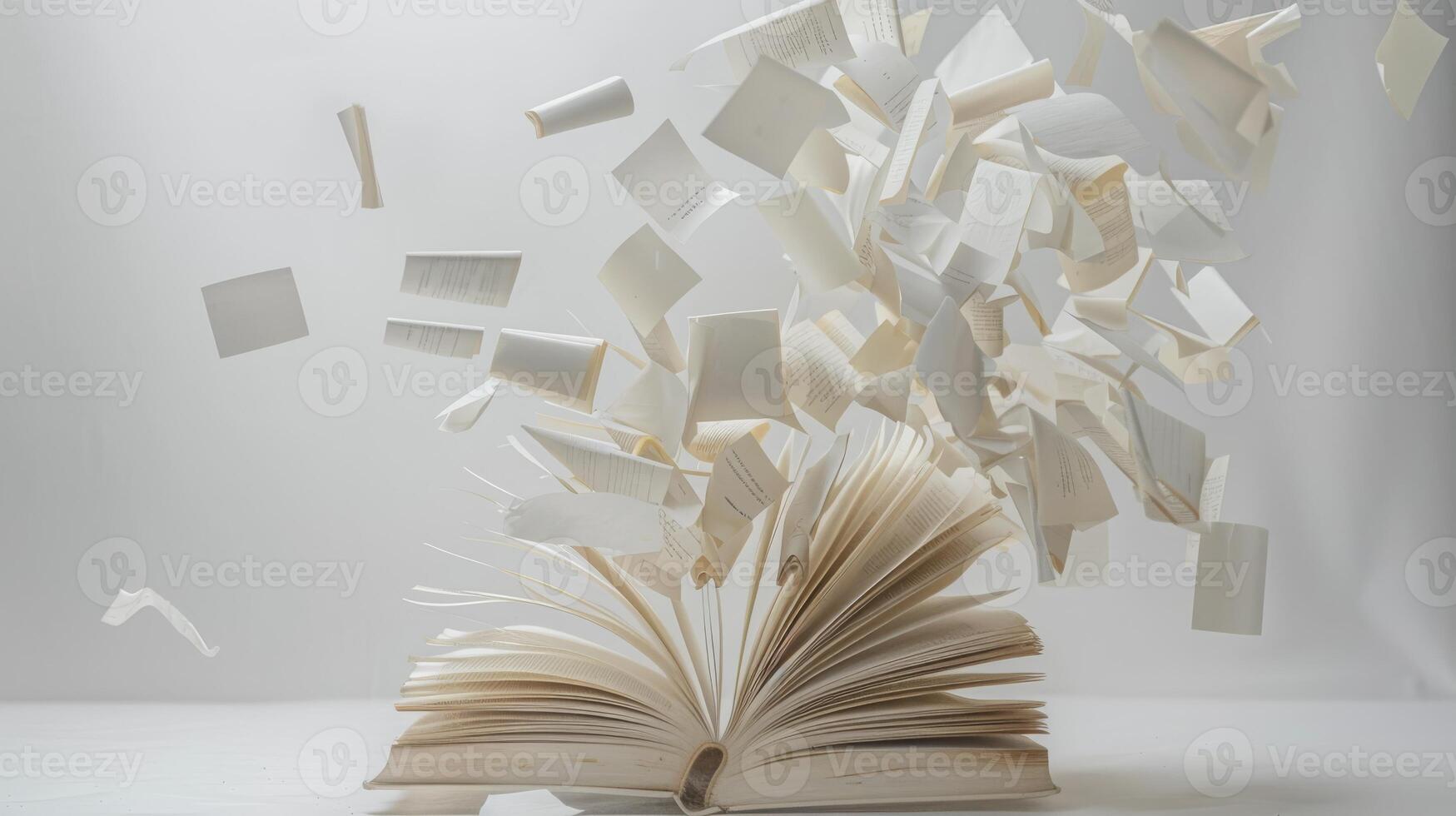 An image illustrating an open book with pages fluttering, symbolizing creativity and imagination photo