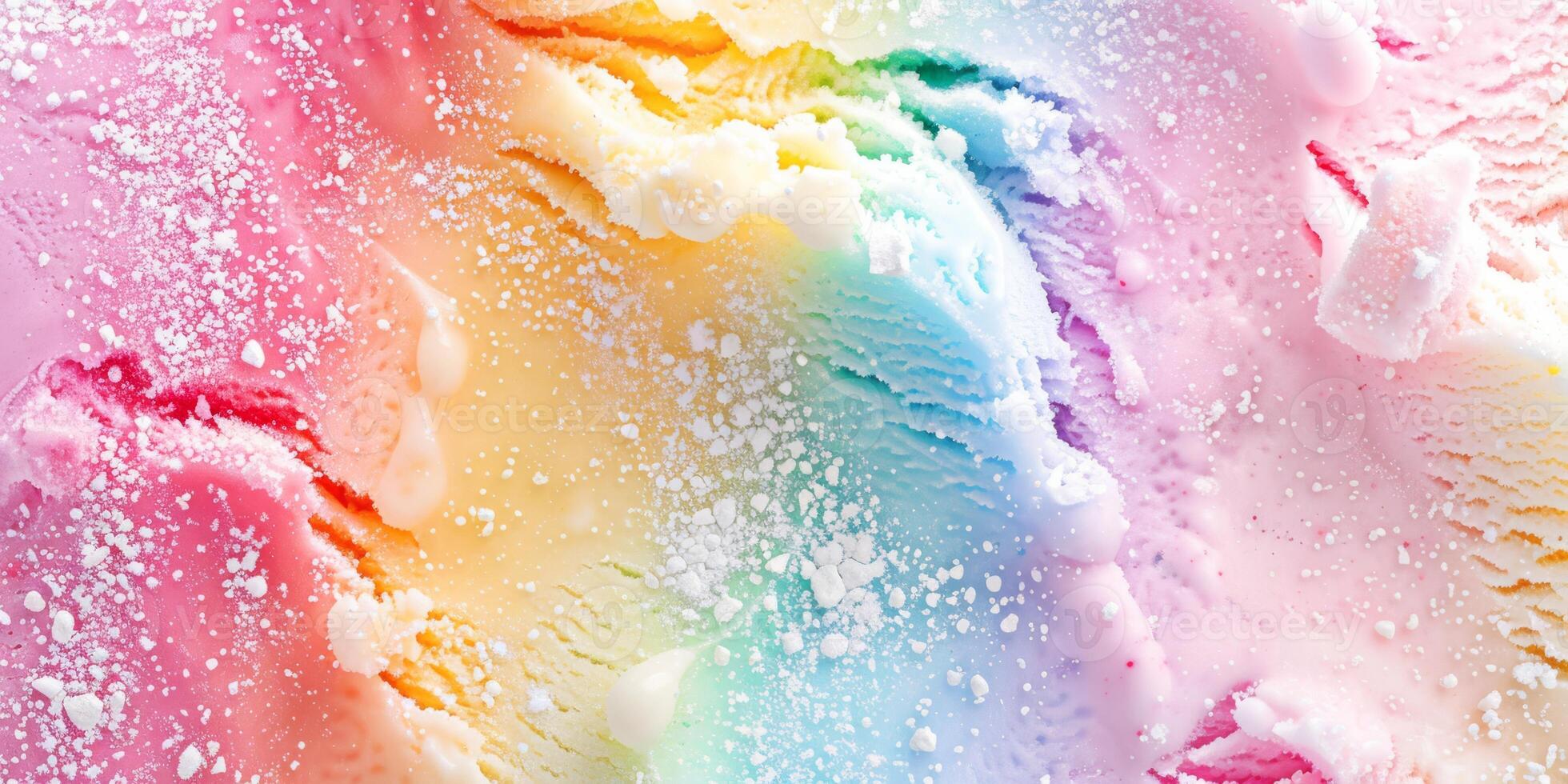 Enjoy a vibrant Rainbow Ice Cream Dessert with colorful sprinkles for a fun treat photo