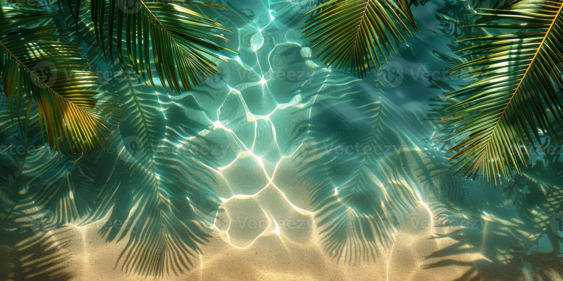 Tropical beach with clear water and sandy shore, perfect for a relaxing vacation photo