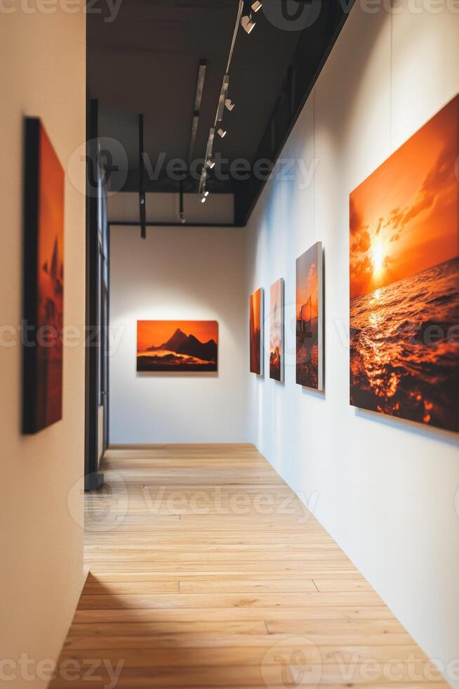 Join us to explore a captivating art exhibition featuring vibrant abstract pieces displayed throughout the gallery, blending creativity and modern aesthetics for an enriching experience photo