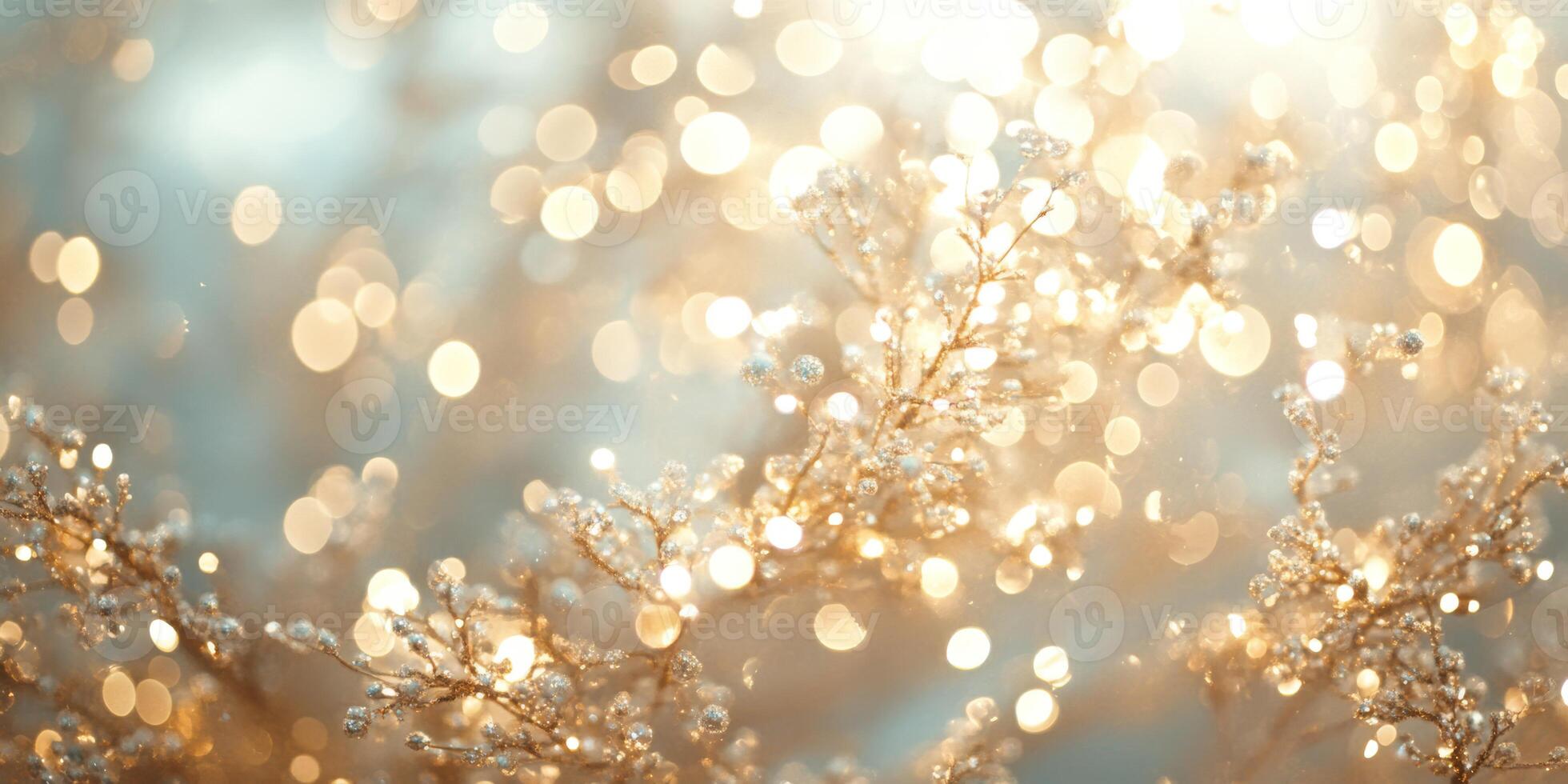 A stunning and beautiful abstract background filled with warm golden bokeh, along with glistening decorations that evoke feelings of joy and a sense of magic during the enchanting festive season photo