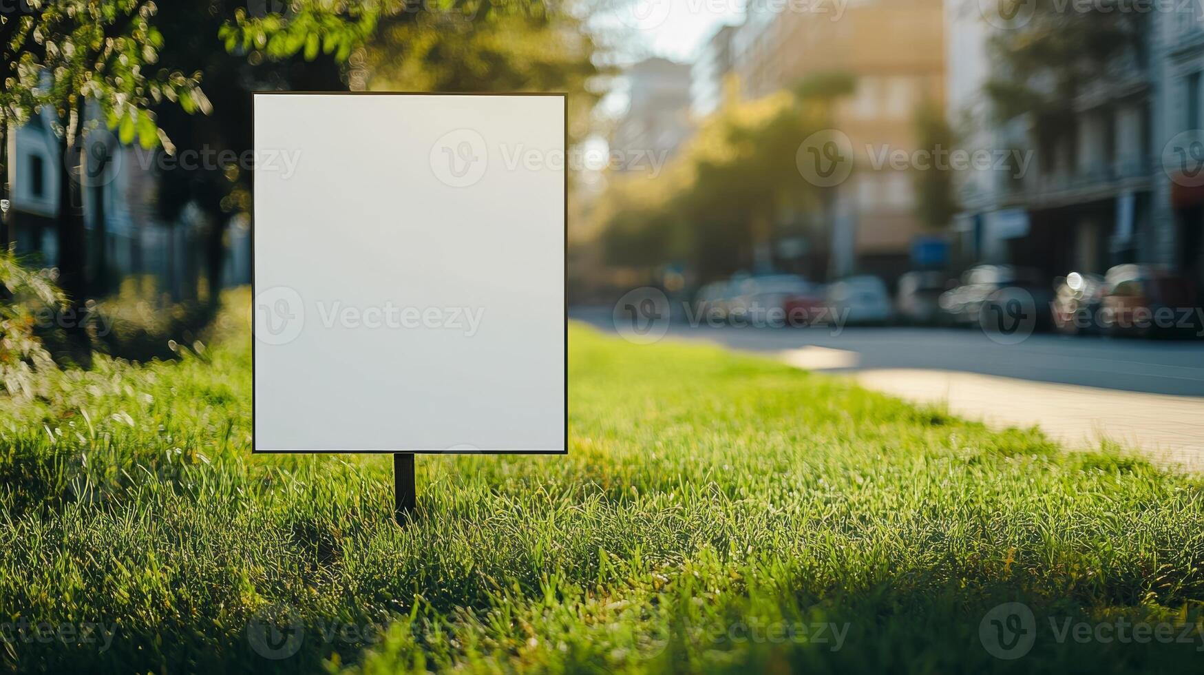 Blank billboard on the street in the city photo
