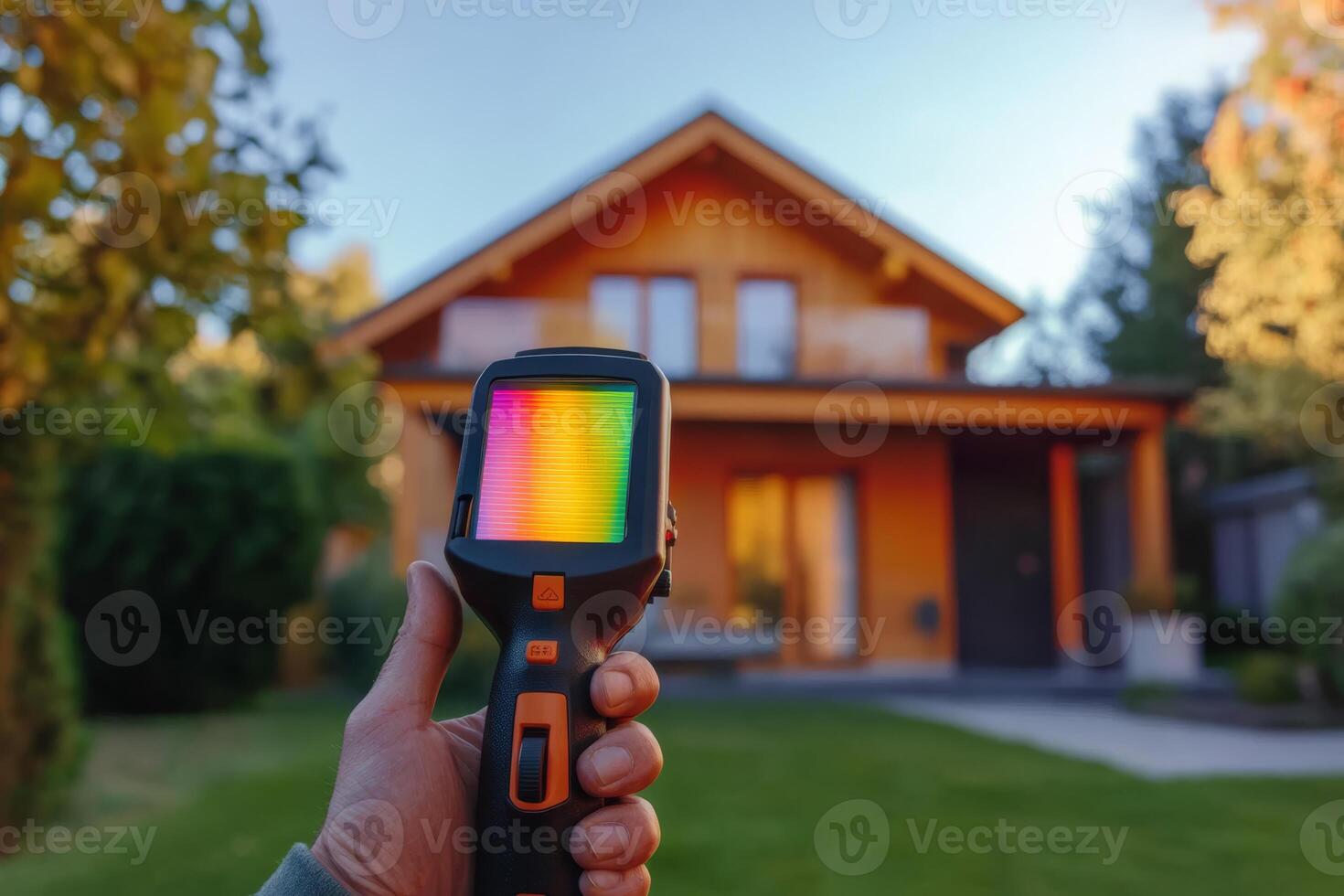 Delve into the fascinating world of thermal imaging, which reveals the intricate heat patterns and insulation efficiency of a houses exterior during comprehensive home energy assessments photo