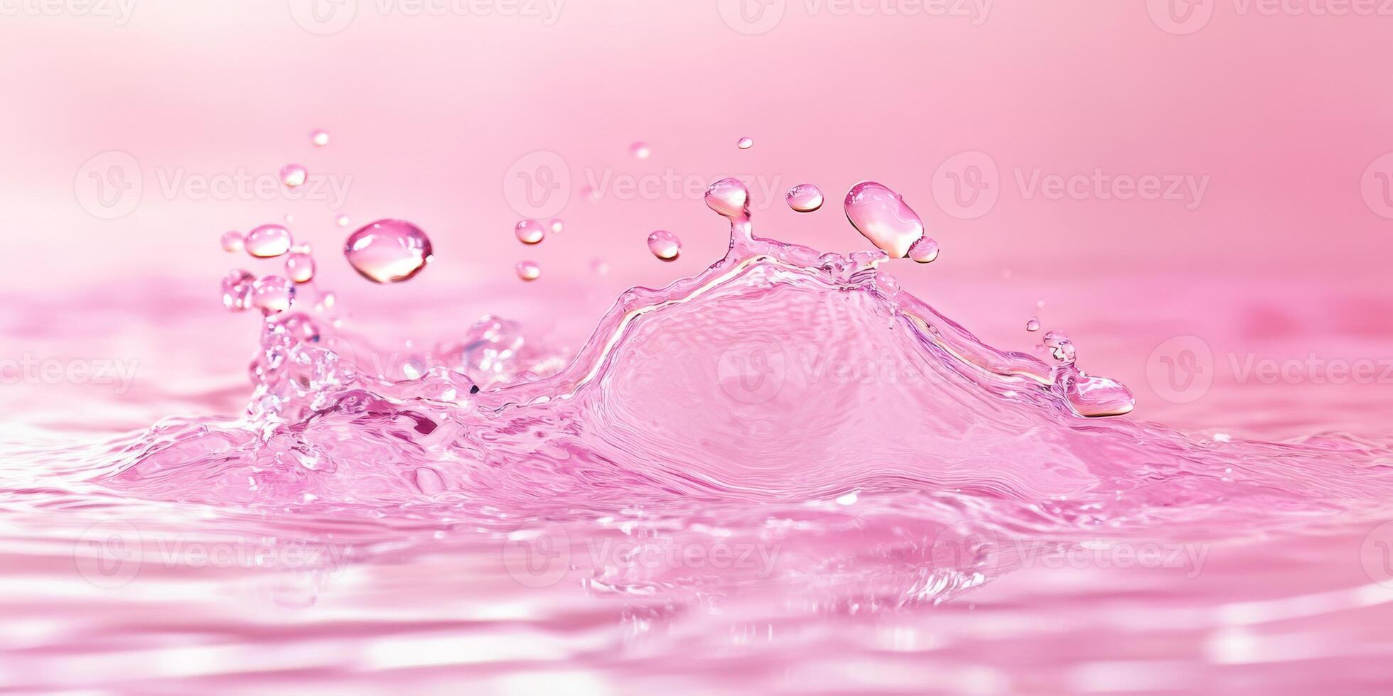 This edited image features a striking pink hue with an elegant water splash effect, perfect as background or in themed designs, engaging viewers and providing a refreshing visual experience photo