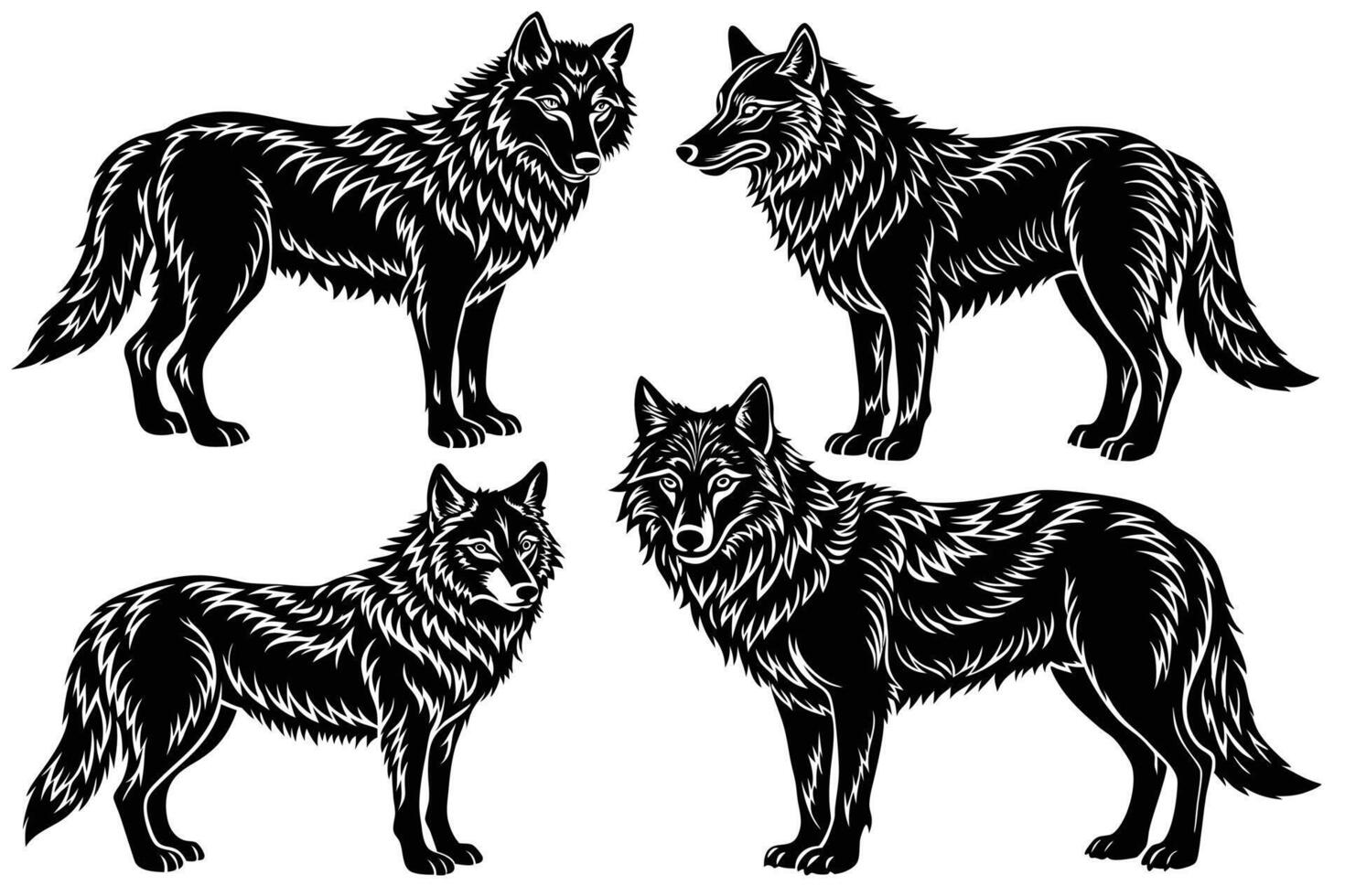 Wolf silhouette bundle design vector