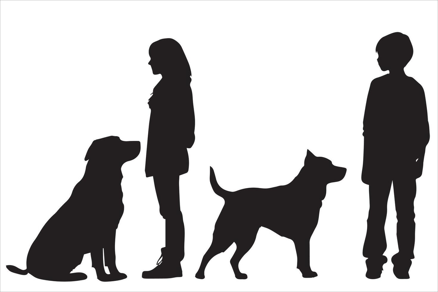 Man with dogs silhouette on white background vector