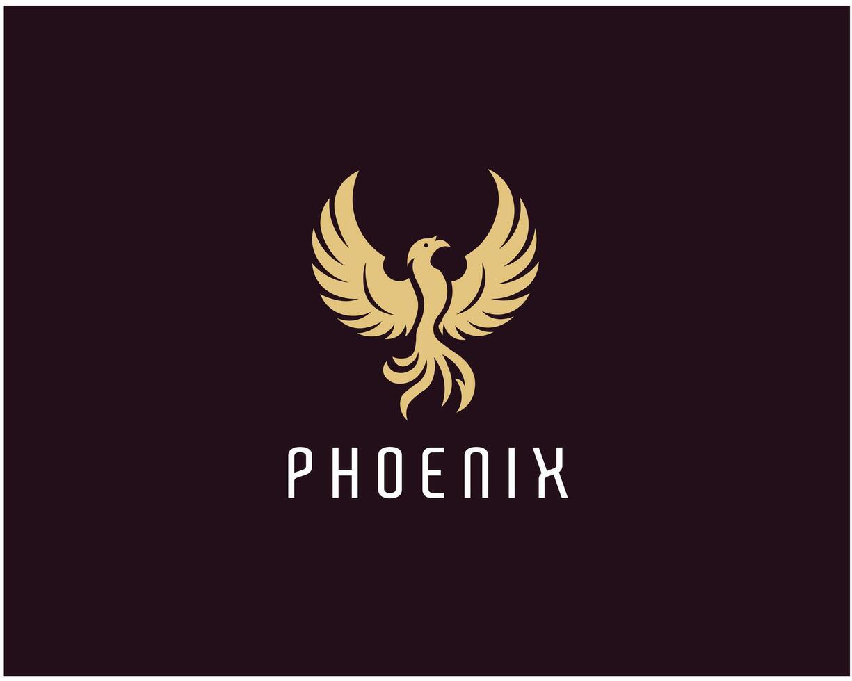 golden bird flying with wings logo vector