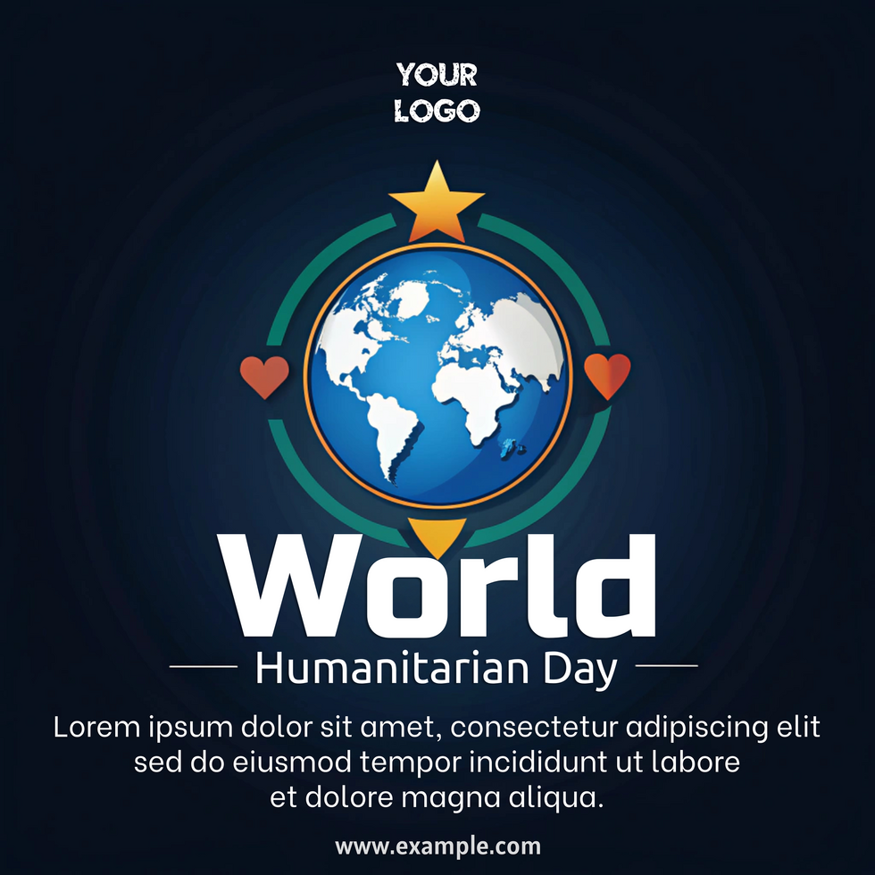 World Humanitarian Day celebration design with globe and hearts psd
