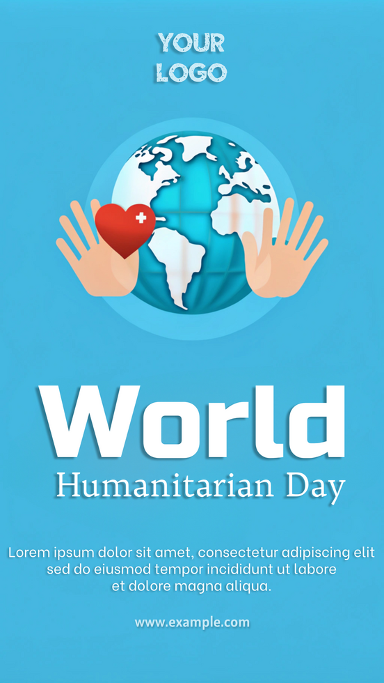 World Humanitarian Day celebration with global unity and support psd