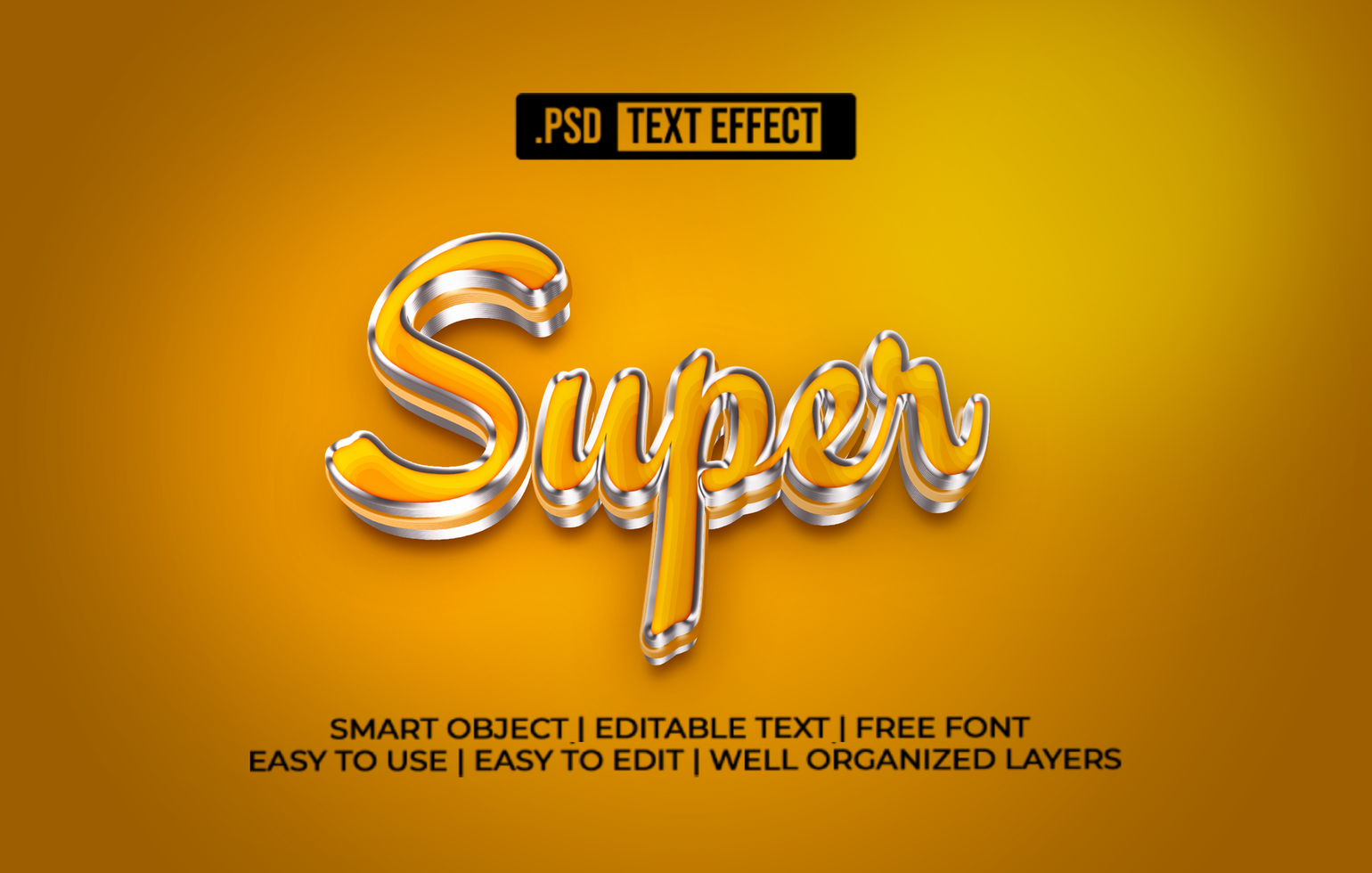 Orange Super 3D Text Effect psd