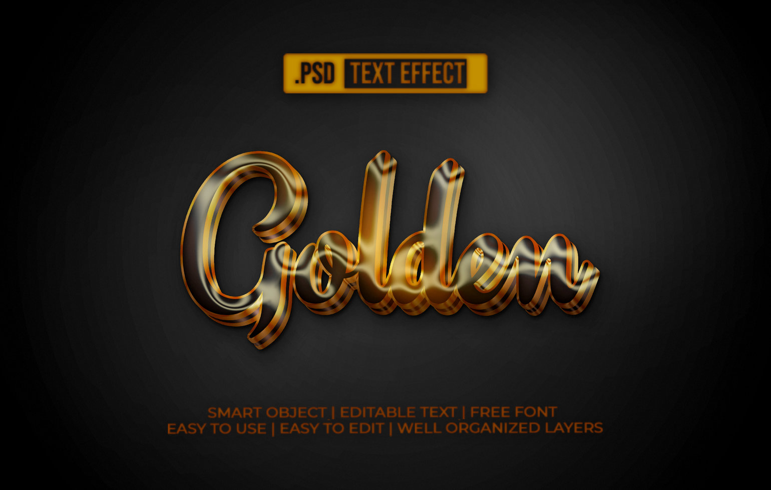 Golden 3D Text Effect psd
