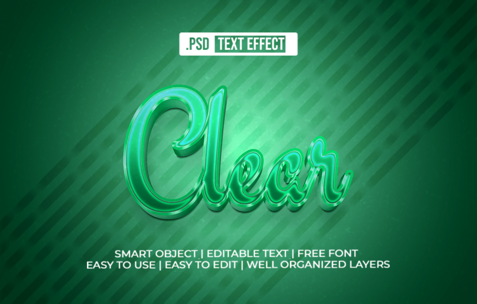 Clear Green 3D Text Effect psd