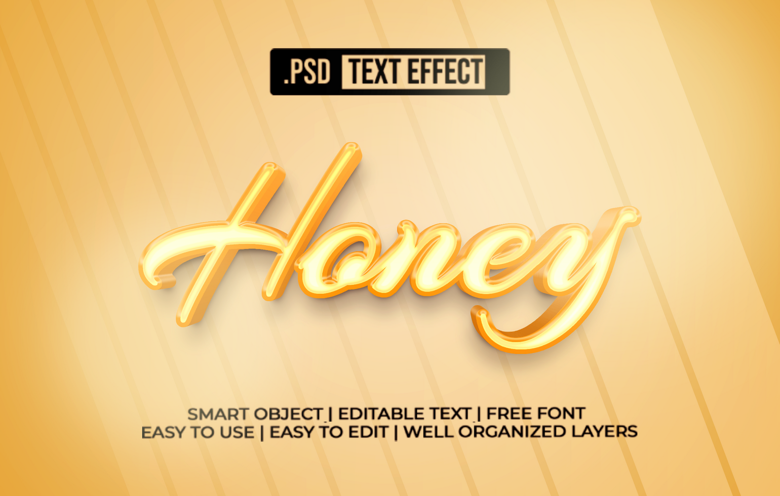 Honey 3D Text Effect psd