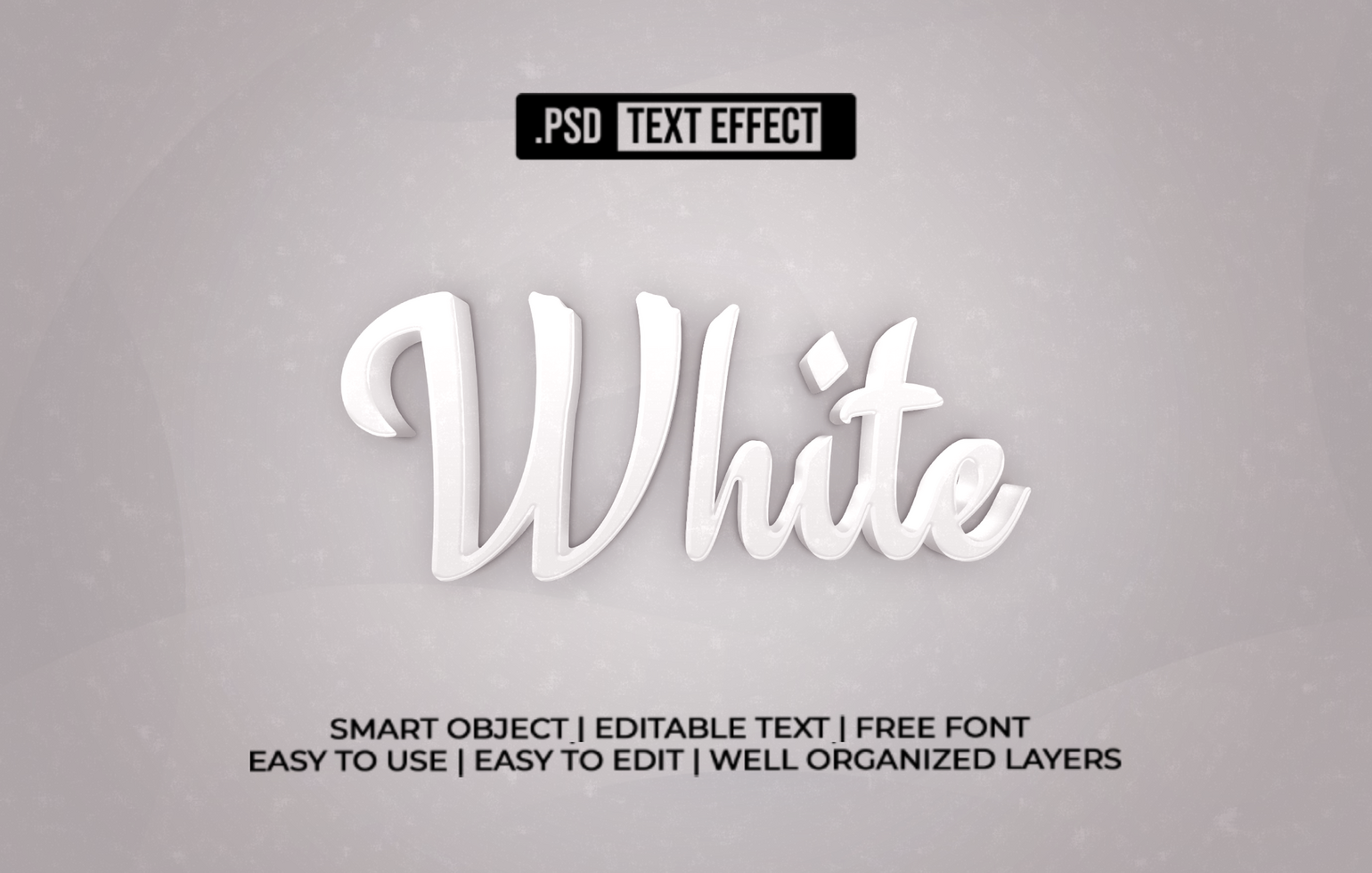 White 3D Text Effect psd