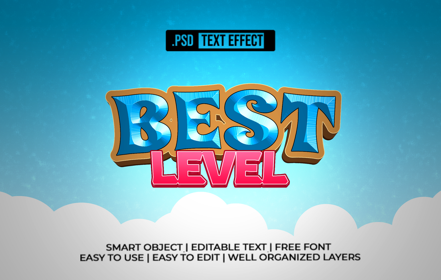 Best Level 3D Text Effect psd