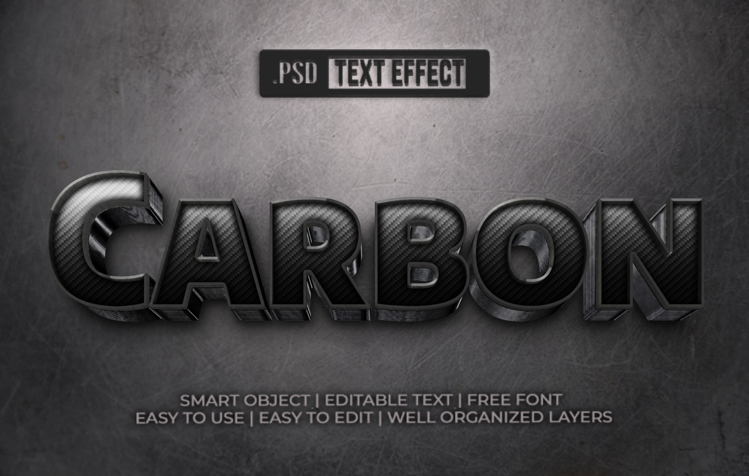 Carbon 3D Text Effect psd