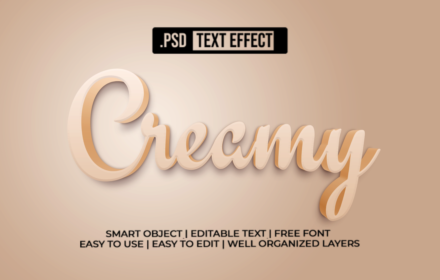 Creamy 3D Text Effect psd