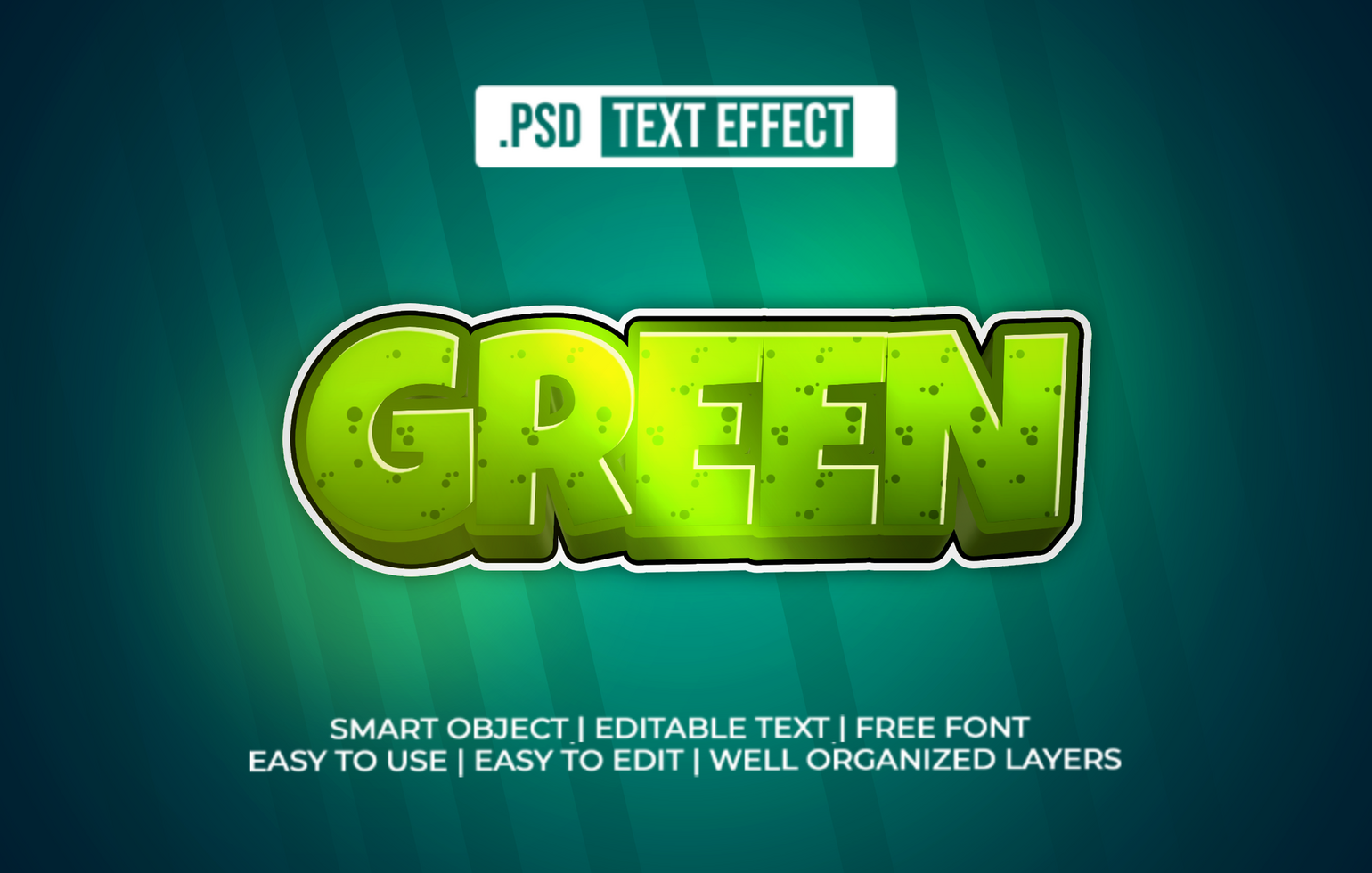 Green 3D Text Effect psd