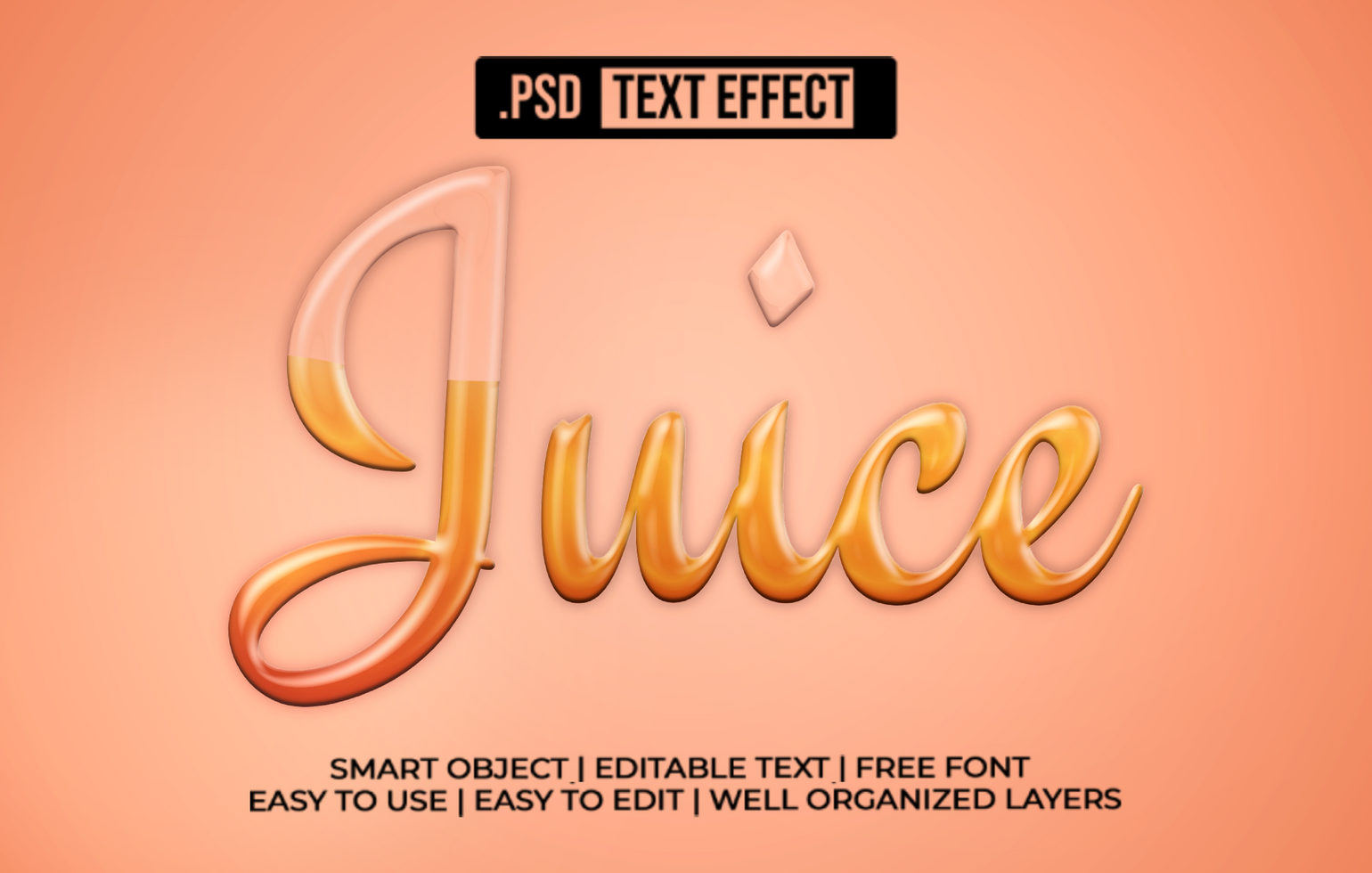 Juice 3D Text Effect psd