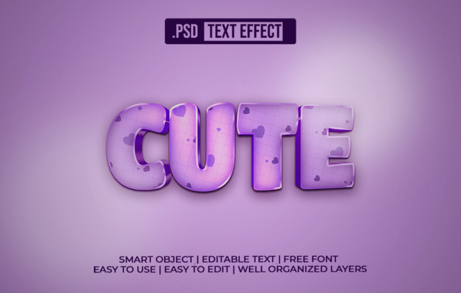 Cute 3D Text Effect psd
