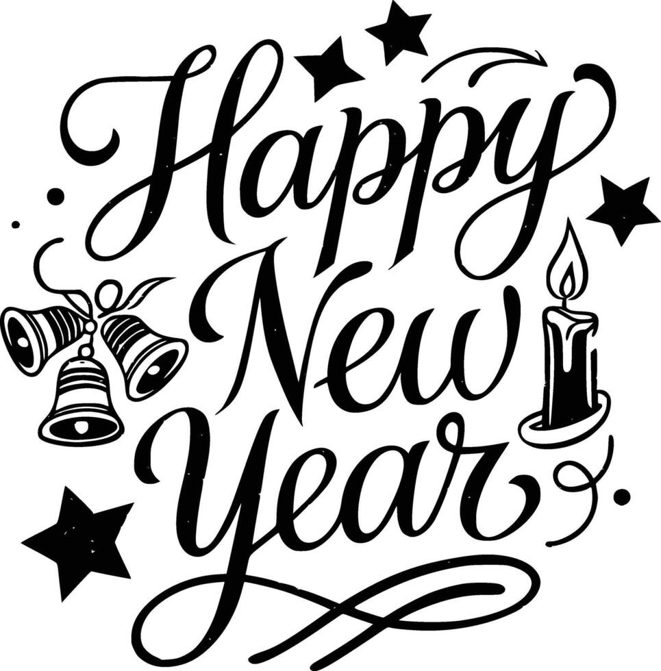 Happy New Year lettering design vector