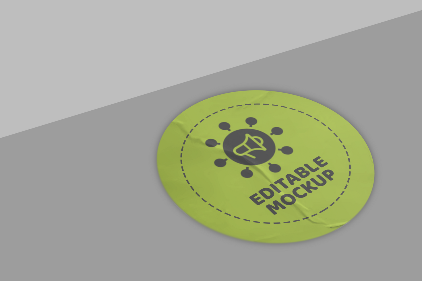 Realistic Sticker Mockup Template Design on Grey Background psd