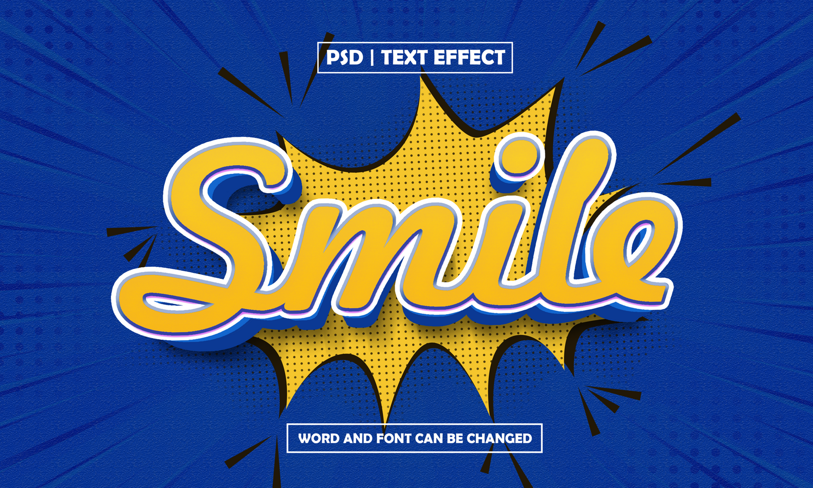 smile comic style text effect psd