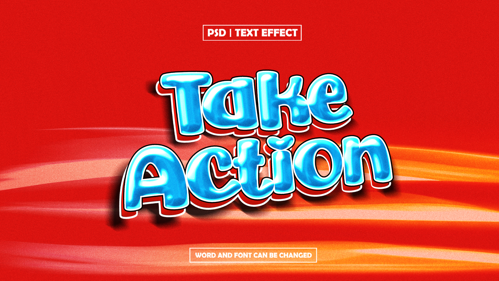 take action text effect psd