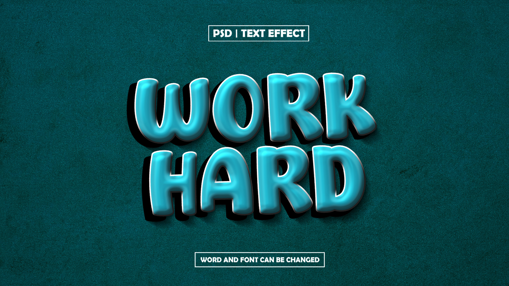work hard text effect psd