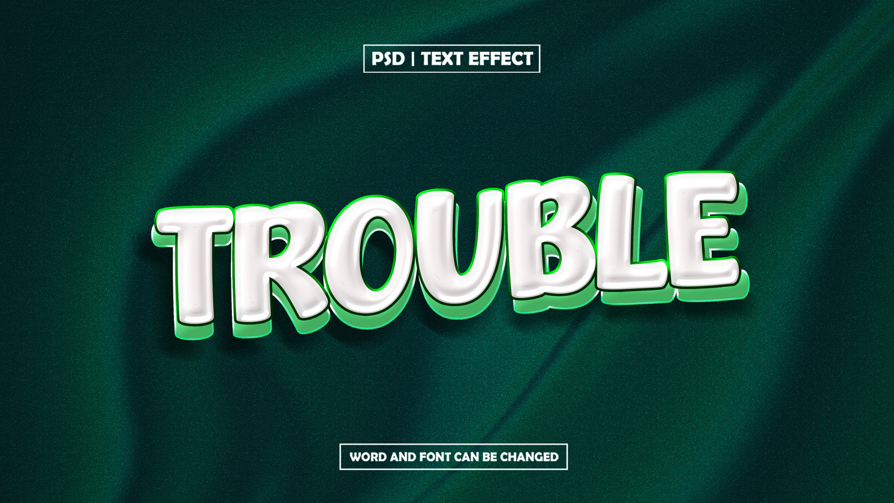 trouble text effect green style psd