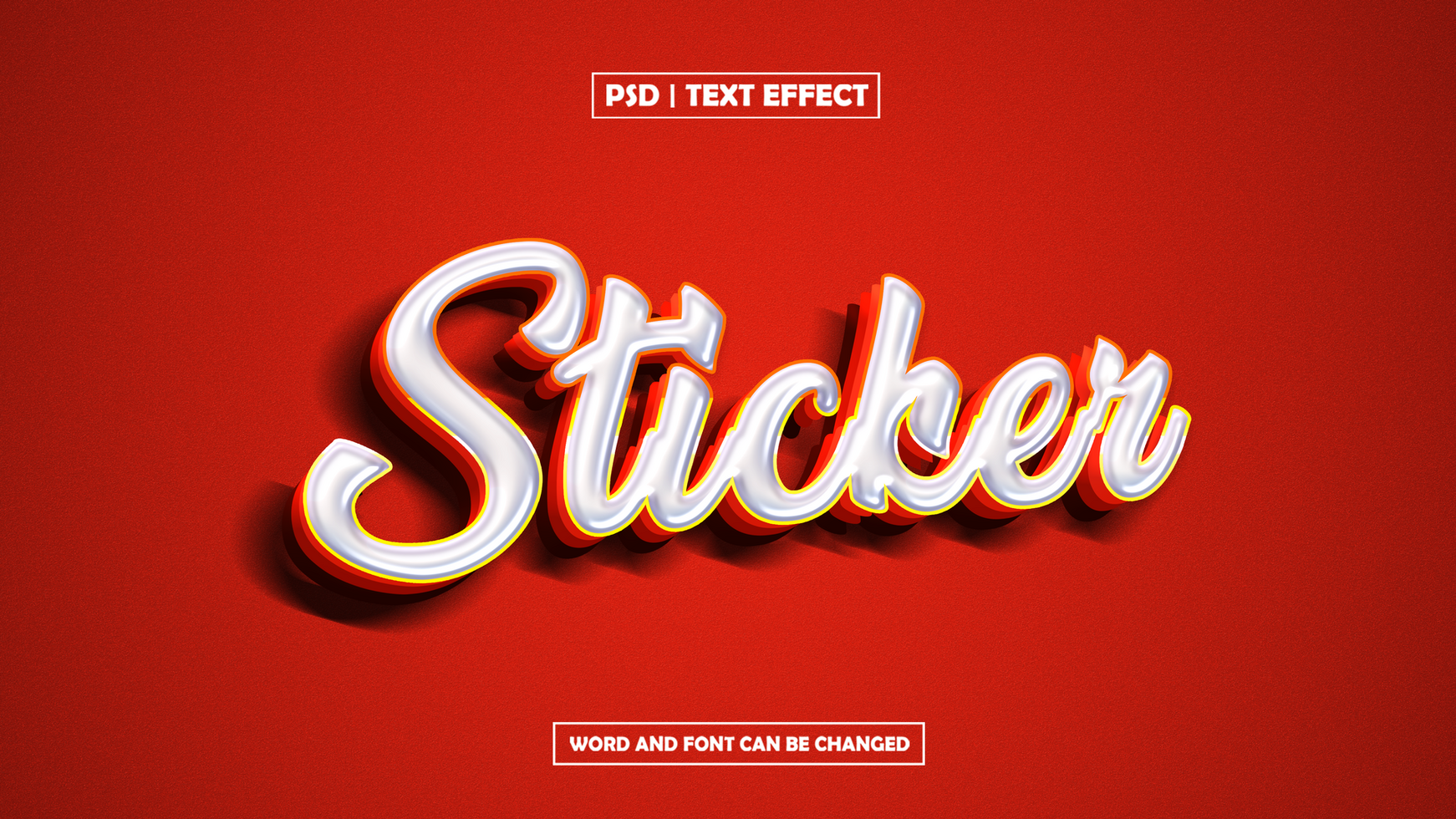 sticker 3d text effect psd
