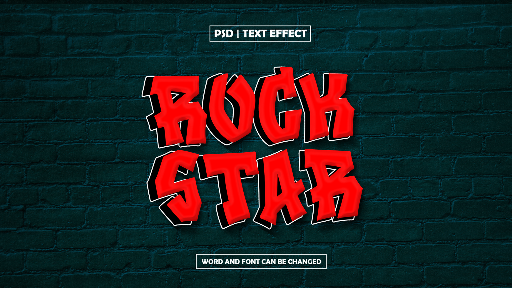 rock star in the wall editable text effect psd