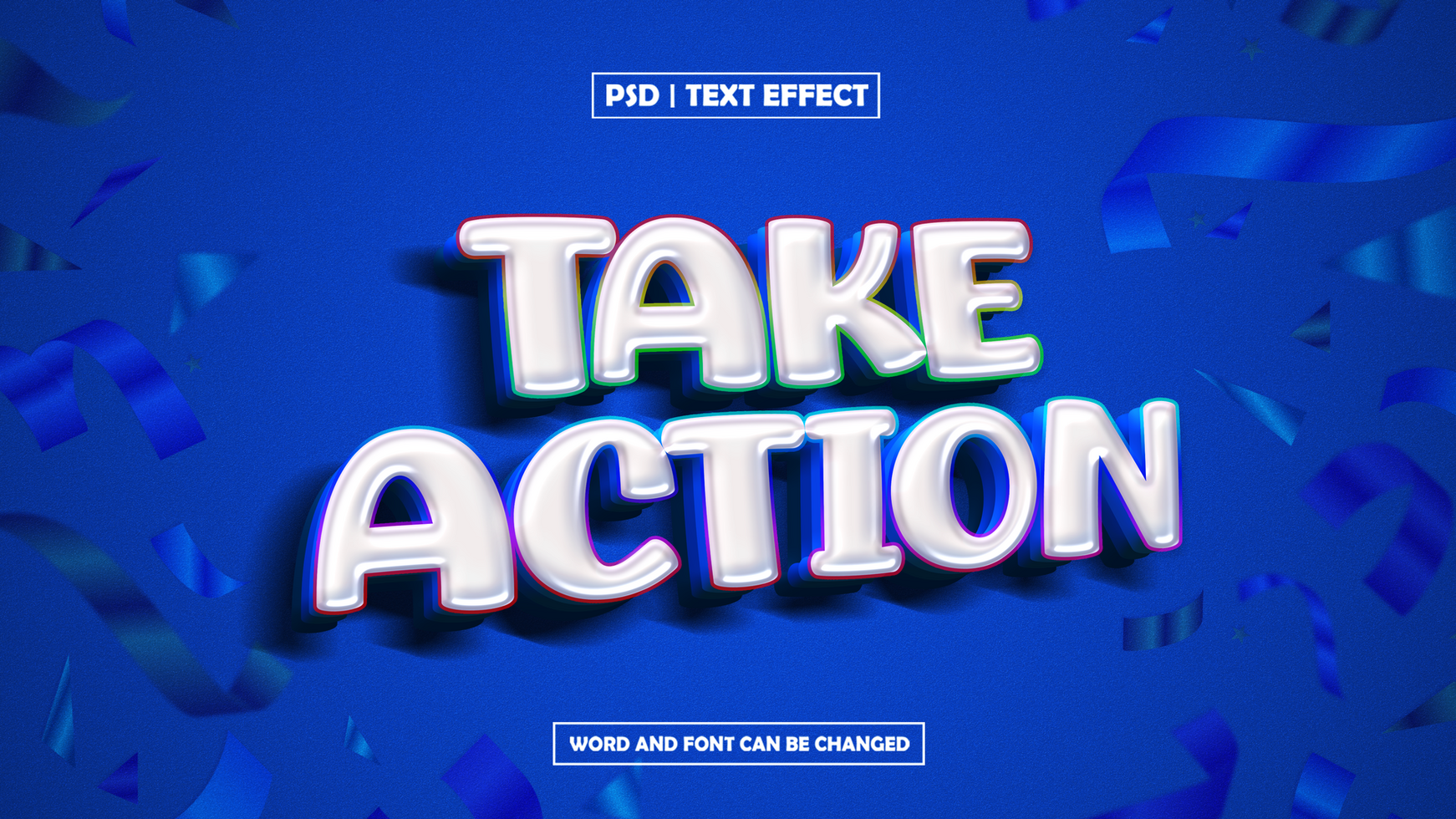 take action blue style effect psd