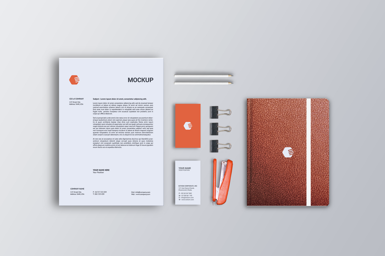 Leather Notebook Cover Stationary Mockup Front View psd