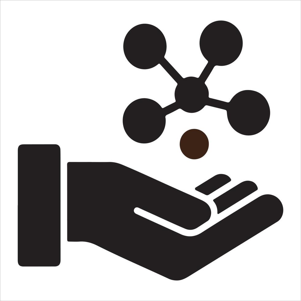 Hand holding connected dots for network, collaboration and sharing vector