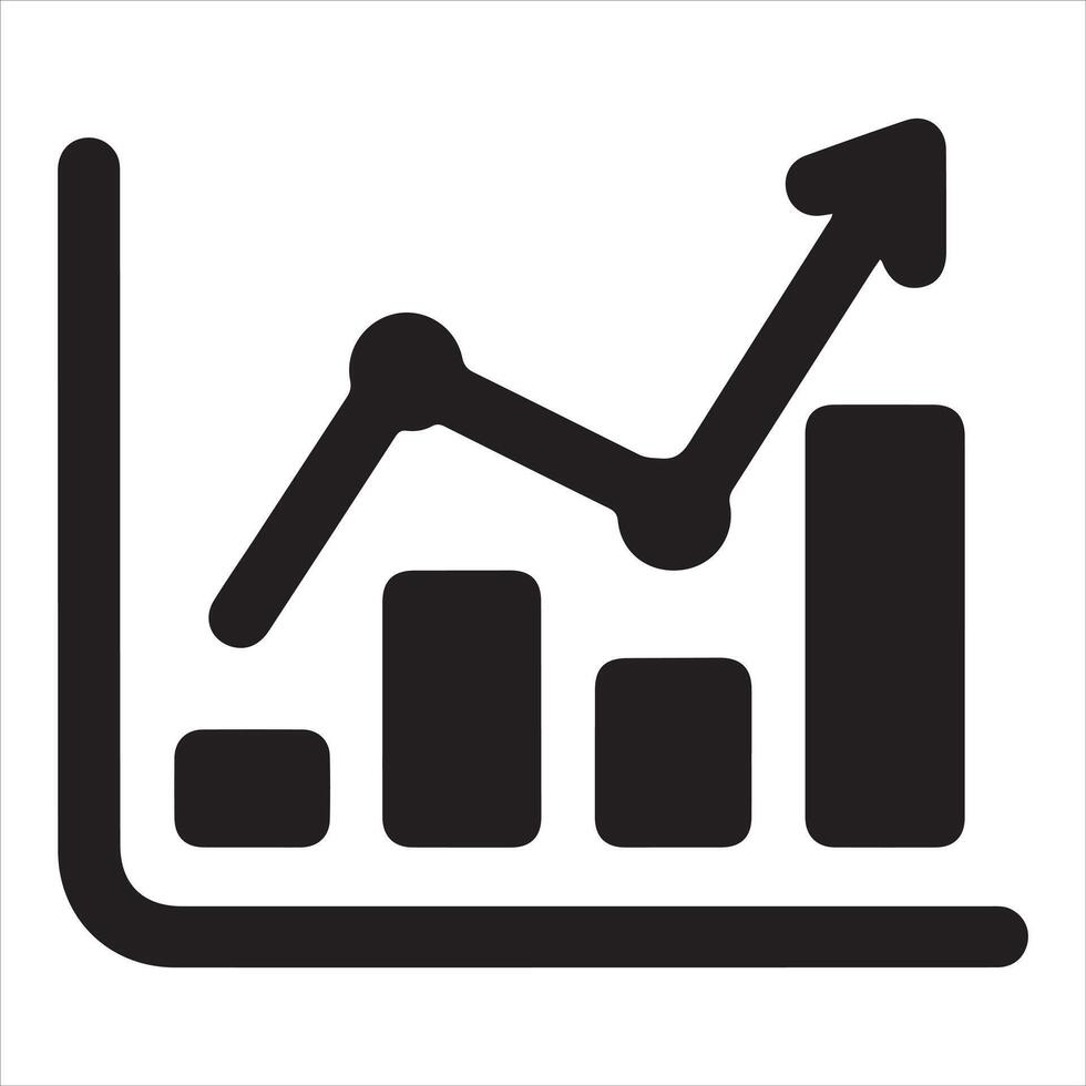 Data analytic icon growth and progress chart vector