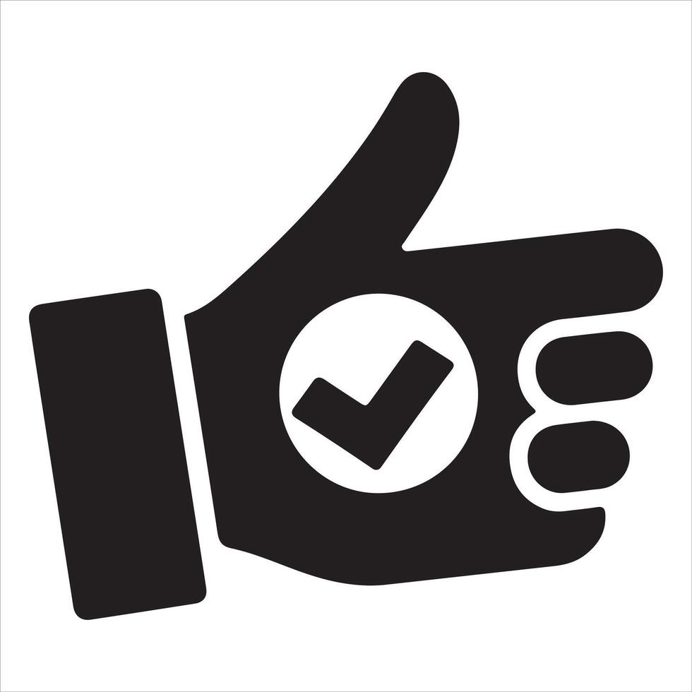Thumbs up with checkmark icon for approval and success vector