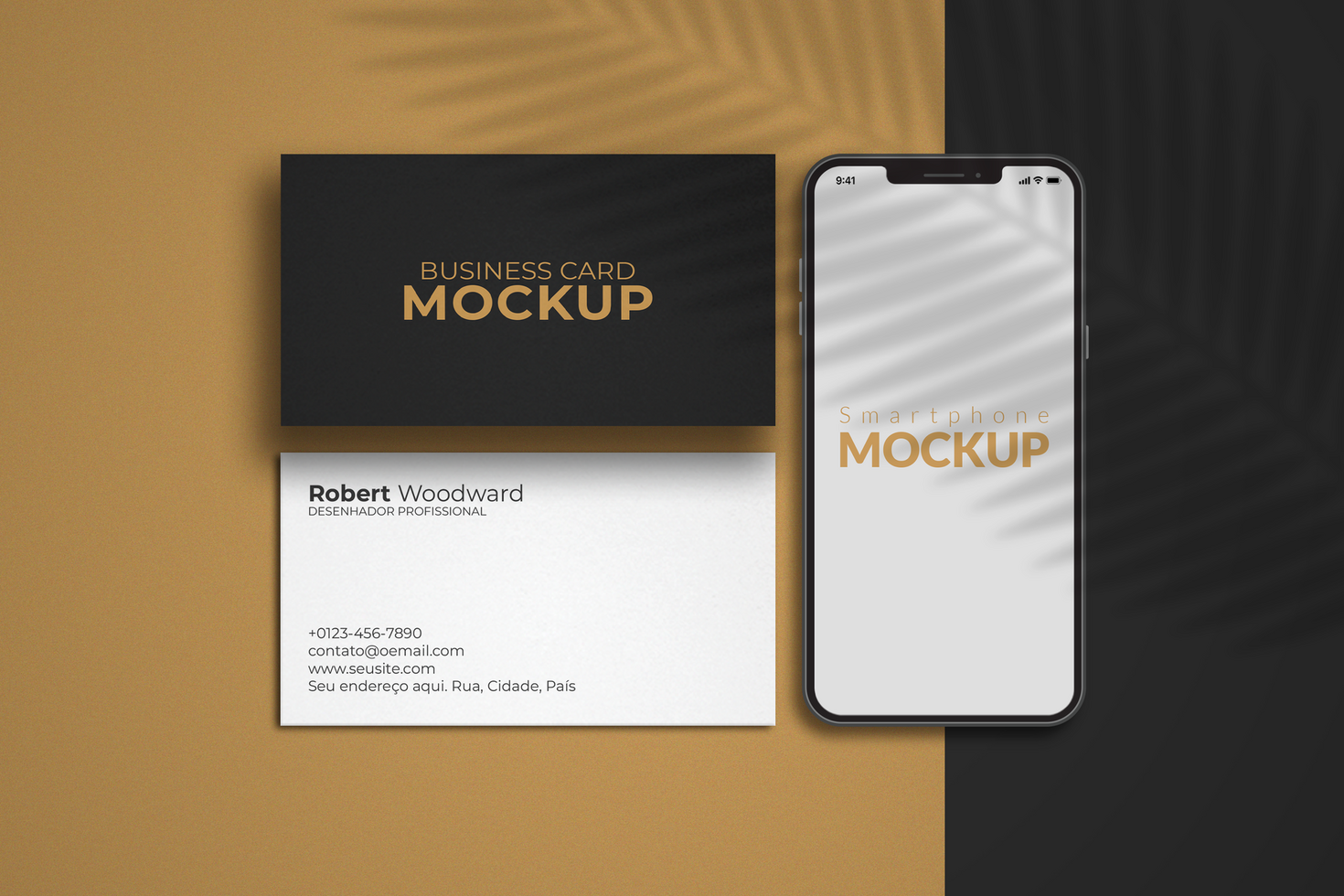 Mobile and business card mockup psd
