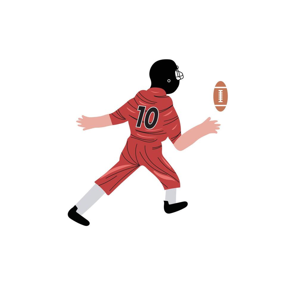 American football players run towards the ball to catch it. vector