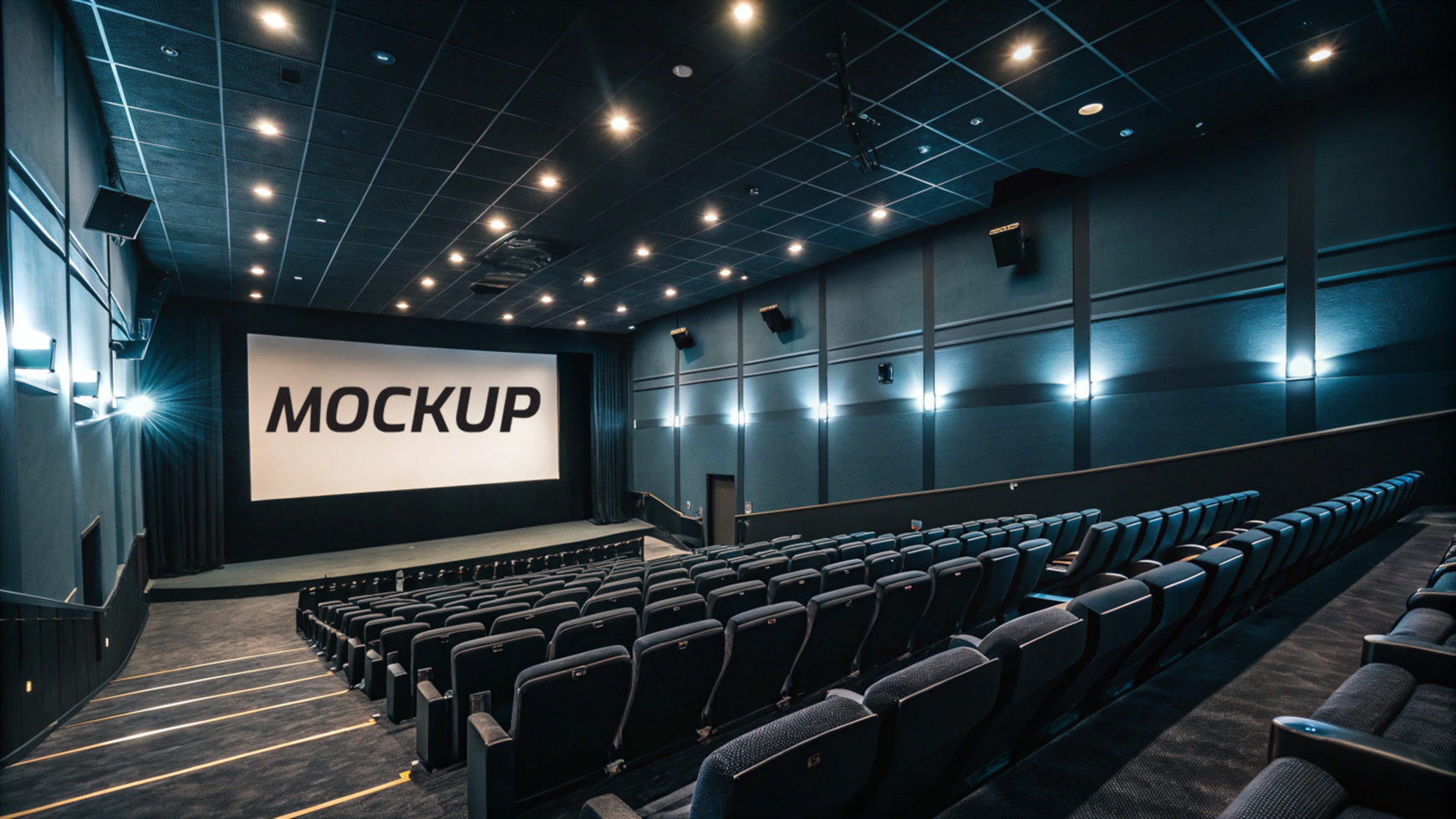 inside an movie theater mockup psd