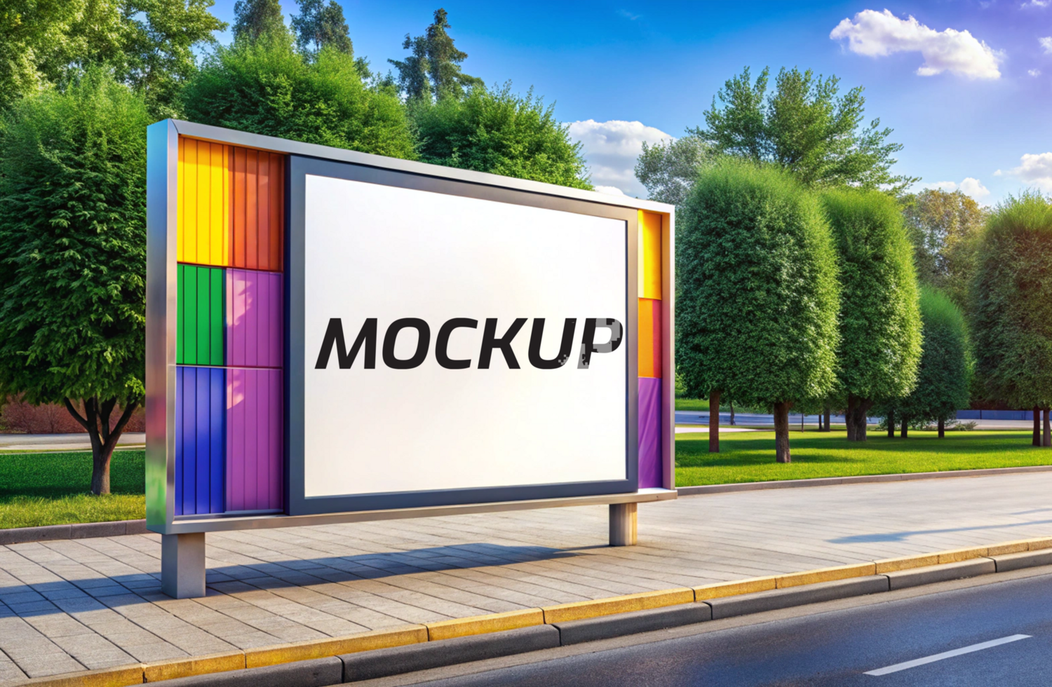 blank road billboard in white mockup psd