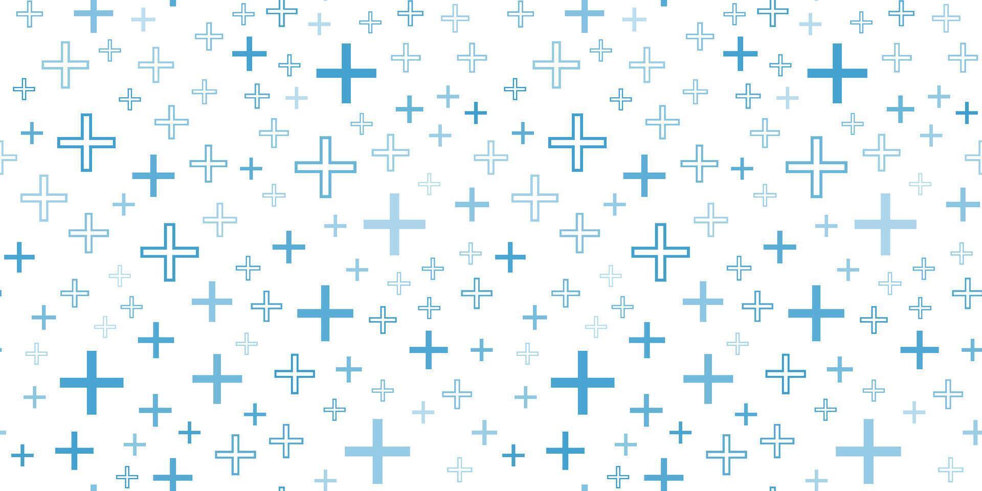 Medical seamless pattern with blue cross on white. Pharmacy repeat background vector