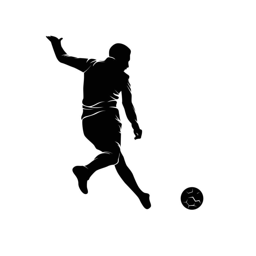 Football player, kicking ball soccer, football player silhouette vector