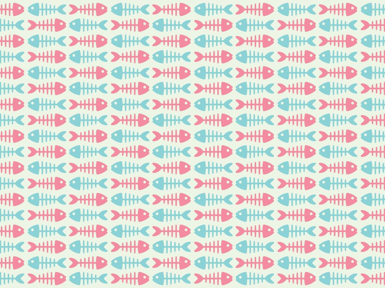 fish pattern tuna pink blue, doodle cartoon salmon background. vector