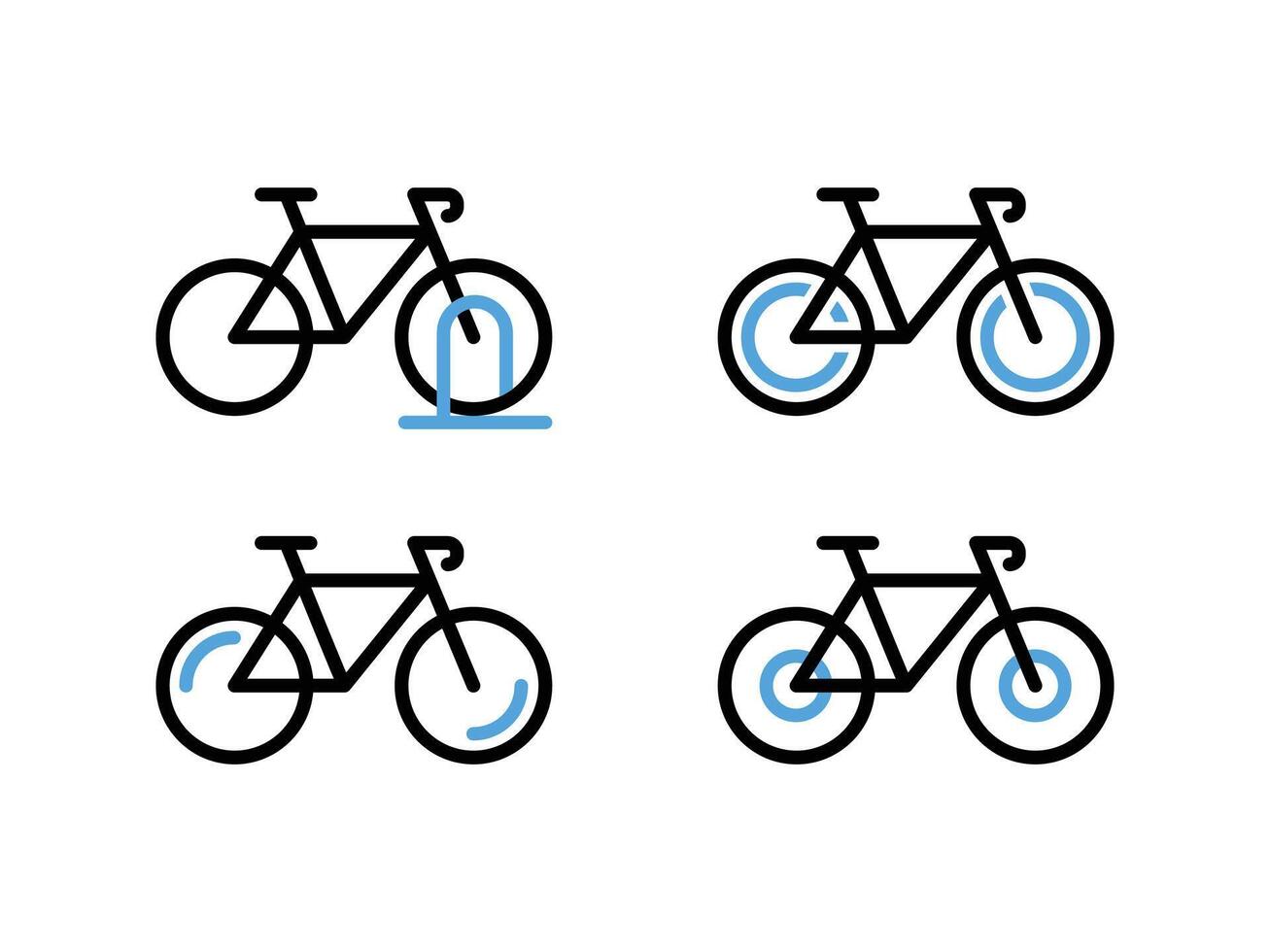 Bicycle types linear icons set. Bike icon logo template. vector