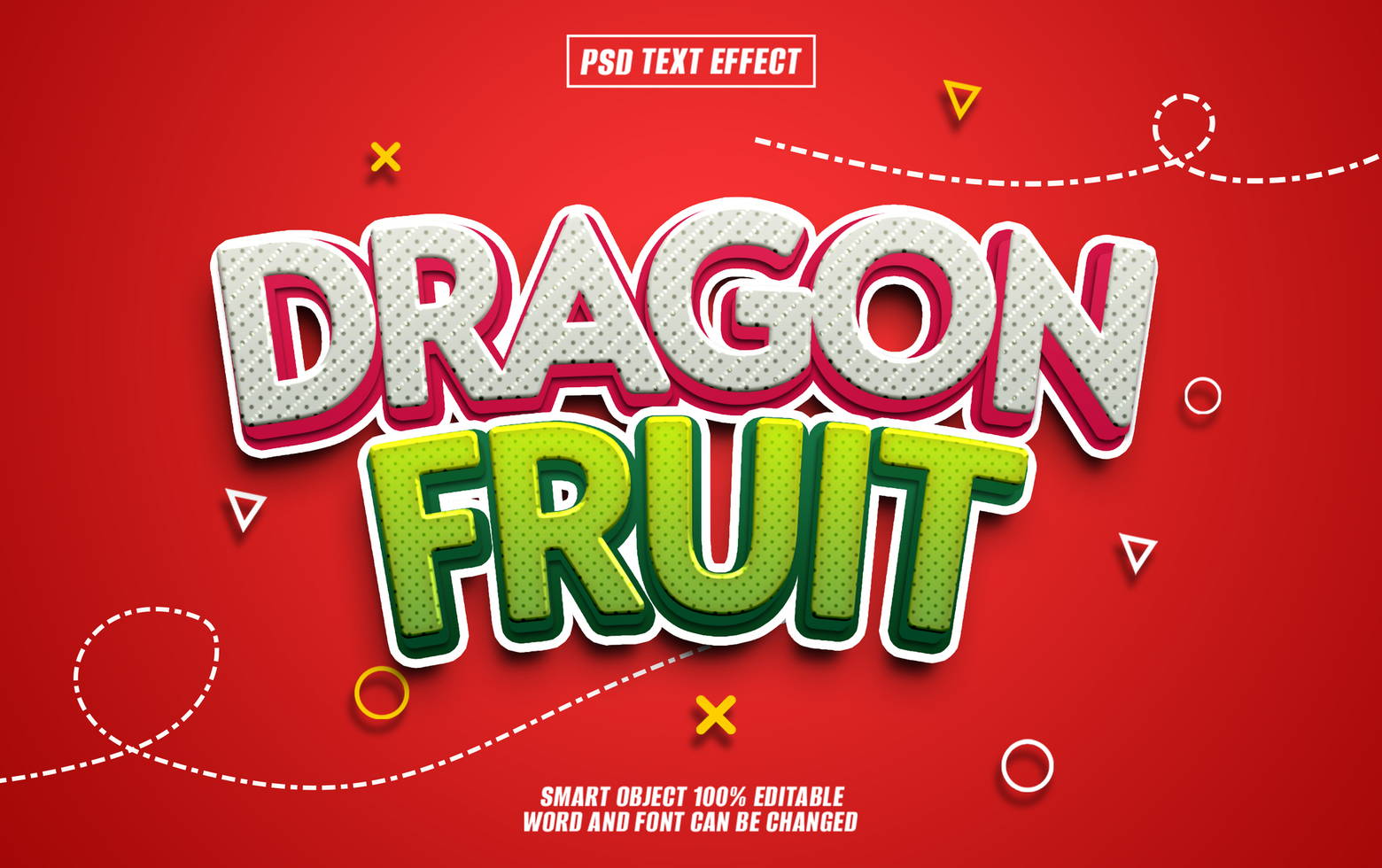 text effect dragon.in a bold, cartoonish font, with a textured appearance, against a red background. psd