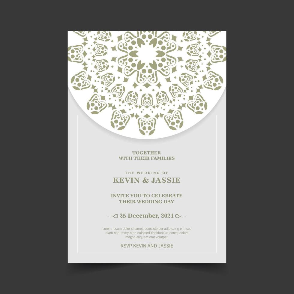 wedding invitation mandala design background vector